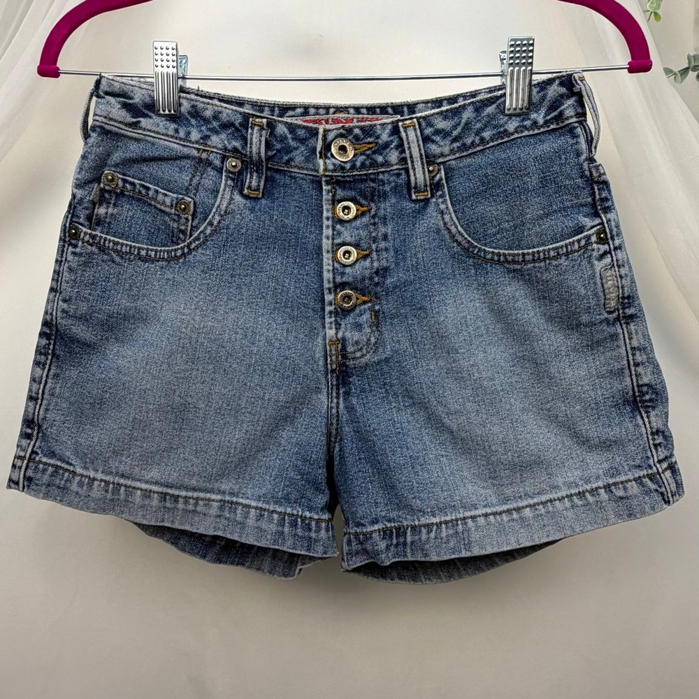 Silver Jeans Co Vintage Denim Shorts Button Fly Medium Wash Made in Canada 29